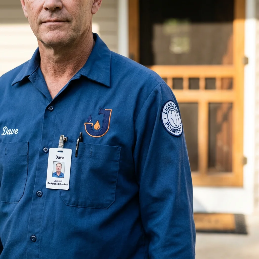 Licensed plumber showing ID badge in Guymon, OK